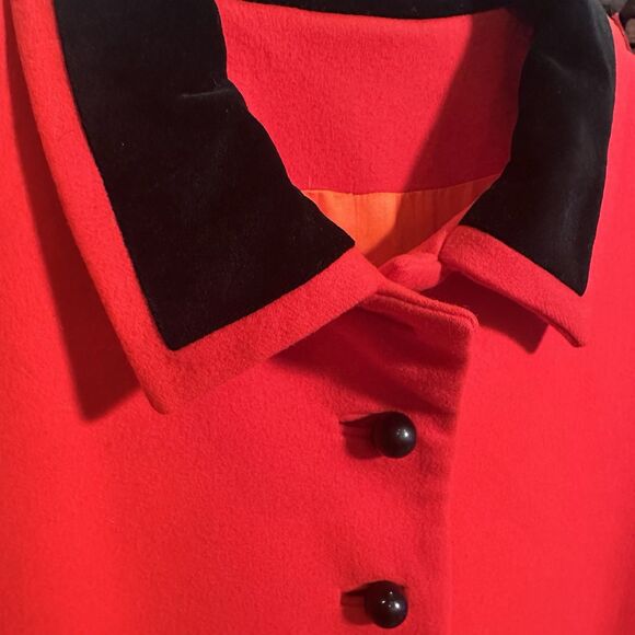 Vintage David Hayes Red Wool Dress Overcoat Buttons Lined Size 10 Made In USA - Picture 2 of 11
